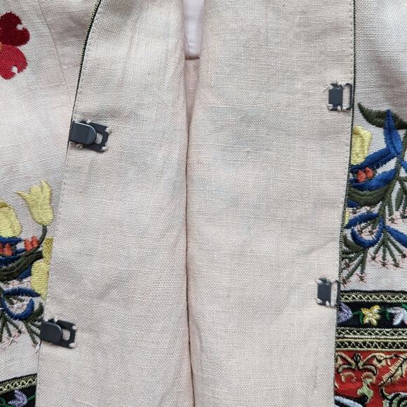 Alice + Olivia Jerri Embroidered Linen Jacket Size 4 - Picture 8 of 16